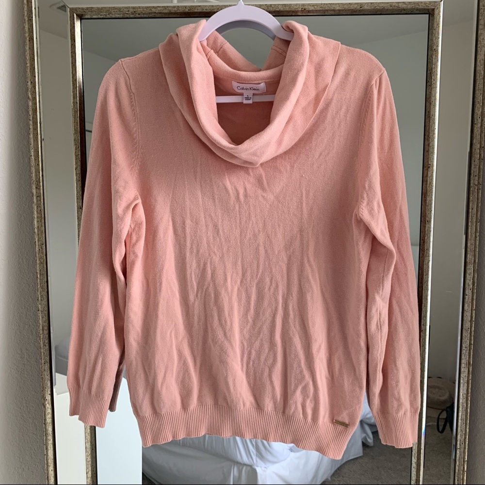 CALVIN KLEIN Cowl Neck Pullover Sweater Baby Pink